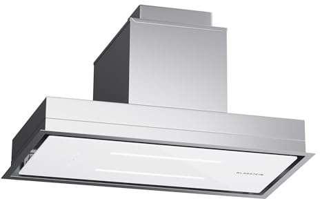 Klarstein hotte aspirante, extraction avec filtre en aluminium compatible lave-vaisselle, évacuation d'air silencieuse, débit d'air de 410 m³/h, hottes murales efficaces avec LED & commandes tactiles