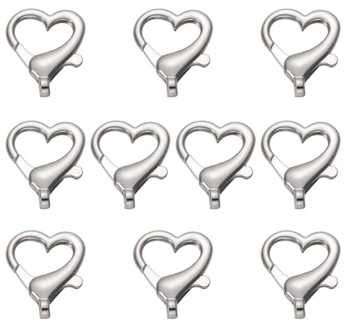 20 Stück Karabinerverschlüsse, herzförmiger Halskettenverschluss, Armbandverschlüsse und -verschlüsse für Schlüsselringe selber machen Karabinerverschlüsse Haken Taschenschnallen