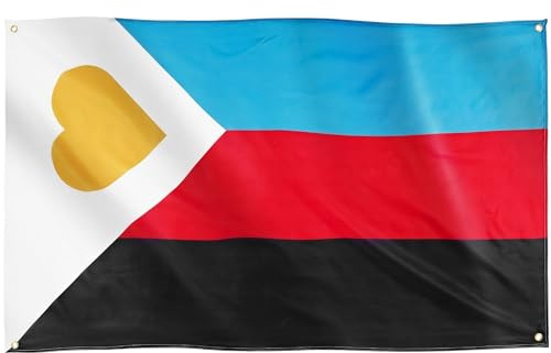 Runesol dreifarbige Polygamie Pride Flagge, 91x152 cm, 4 Ösen, eine in jeder Ecke, Gay Pride Flagge, LGBT+ Flagge, Pride Fahne, Premium-Fahnen für drinnen und draußen, Festival Parade Feier