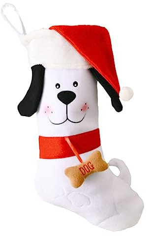 KONTONTY 1stk Weihnachtshundeknochenstrumpf Strümpfe Zur Aufbewahrung Von Geschenken Weihnachtsbeutel Zum Aufhängen Weihnachtssüßigkeit Weiß Gebürstetes Tuch Geschenk Socken Der Hund