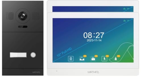 MATHFEL 2 Draht Bus IP Video Türsprechanlage 170 Grad Kamera, Außenstation in Aluminium, Full HD Auflösung (2x10'' Monitore)