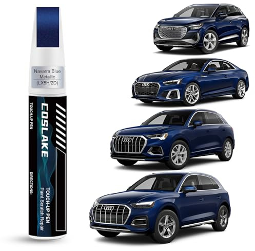 COSLAKE Car Touch Up Paint(Navarra Blue Metallic(LX5H/2D)) for Audi, Car Paint Scratch Repair Kit, Quick & Easy Solution to Repair, 2 in 1 Scratch Remover Pen with Color-Matched