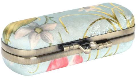 Porte Rouge à Lèvres, Vintage Etui Rouge Lèvres avec Miroir, Fermeture à Bouton, Boîte de Rangement en Motif Floral Élégant pour Femmes