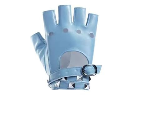 BrightGlow Punk Handschuhe Damen Nieten Halbfinger Handschuhe Fingerlose Rock Handschuhe Stilvolle Leder Handschuhe Fingerfrei Disco Kostüm Zubehör für Tanz Performance Pole Dance Party