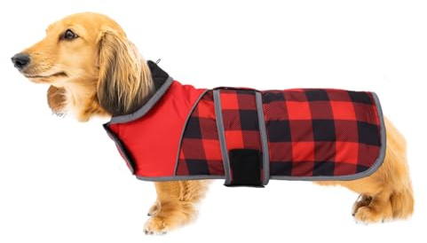 Wasserfester, warmer, thermischer gesteppter Dackelmantel, Outdoor-Bekleidung, Hundemäntel, wasserdicht, warme Mäntel und Jacken für Hunde mit Geschirrloch, Hundekleidung für kleine, mittelgroße und