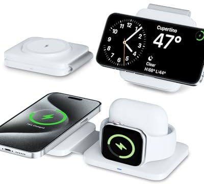 Chargeur Induction Apple pour Les séries iPhone 16/15/14/13/12, Station de Charge pour Apple Watch 10/9/8/ultra/7/6/5/4/3/2/se, Chargeur iphone sans Fil pour airpods 1/2/3/4/Pro/Pro2