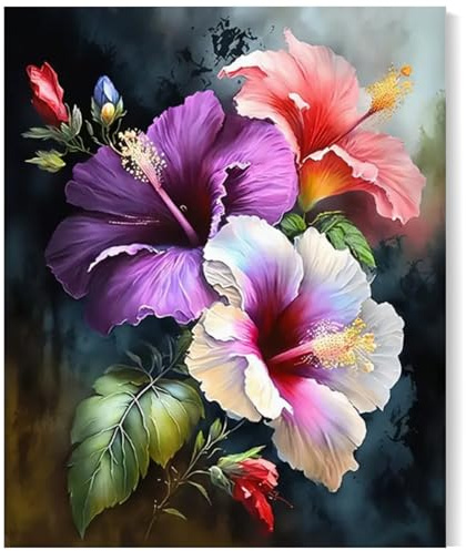 Gutluz Pintura por números para adultos principiantes lienzo flores - Paint by Numbers - Diy Pintura por números Regalos para adultos y niños - con pinceles pigmento acrílico 40 × 50 cm sin marco