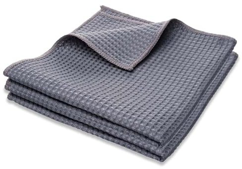Ynkkvre Panno per waffle assorbente per vetri auto e finestre, panno in microfibra, estremamente assorbente e delicato sulla vernice, per la pulizia di auto e moto, 40 x 40 cm