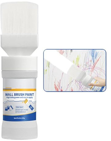 Vernice bianca, Vernice bianca per ritocchi | Vernice al lattice da 180 g per la riparazione delle pareti | Pittura bianca per soffitti, pittura murale inodore con pennello per soffitti piatti. Ripara