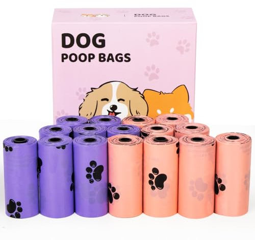 HETHLIO Hundekotbeutel 240 Stück, Hundekotbeutel Biologisch Abbaubar Überlauf Verhindern, Kotbeutel für Hunde Mit Duft Ultradick Praktisch & Umweltfreundlich Kotbeutel (Rosa-Lila,240)