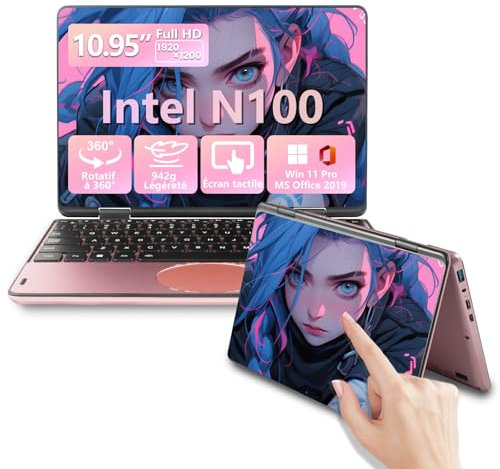 LONGEVINCE Ordinateur Portable Convertible 2-en-1 À Écran Tactile De 11 Pouces, Celeron N100, 16 Go DDR4, 1920 * 1200 IPS, Clavier Rétroéclairé, Pavé Tactile Ovale(Or Rose, 16+256G SSD)