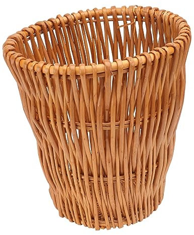 Vaguelly Cubo de Basura de Mimbre Tejido para Oficina y Hogar, Cesta de Almacenamiento Beige, Diseño Estilizado y Fácil de Usar, Decoración Creativa y Funcional