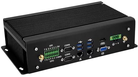 SJRC LüfterlosMini PC Industriellmit Core i7-8560U,DDR4 Barebone NO RAM NO SSD NO OS,HD+VGA 9-36V DC,6 RS232/485 COM,WiFi/BT,Support Win/Linux, 2 USB2.0,4 USB3.0,14pin GPIO