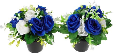PRETYZOOM Künstliche Friedhofsblumen Für Grabsteine Grab-gedenkblumen Mit Vase Künstlicher Blumenstrauß Dekoration Für Friedhofs-grabstätten Seidenblumen Für Gräber