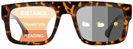 SKYWAY Selbsttönende Gleitsicht Lesebrille Gleitsichtbrille Herren, Große Quadratische Photochrome Progressive Multifokal Computerlesebrille mit Blaulichtfilter