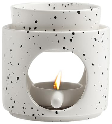 Bcuuozeeing Duftlampe aus Keramik mit Teelichthalter, Aromalampe für ätherische Öle, Kerzenlöffel, Räucherstövchen für Duftwachs und Duftöl