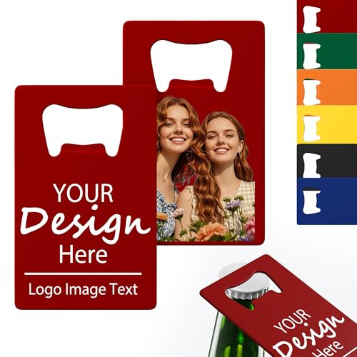 4-100 abrebotellas personalizado, abrebotellas de acero inoxidable personalizado, para tarjetas de crédito, impresión a todo color para 6 colores, diseña tu logotipo de texto para bar, boda