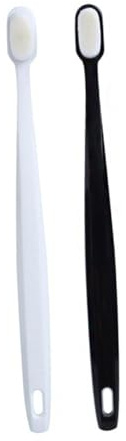 HEMOTON 2pcs Soft Micro-Nano Bristle Toothbrushes Oral Care Tool for Pregnant Women Black White Teeth Cleaning Set