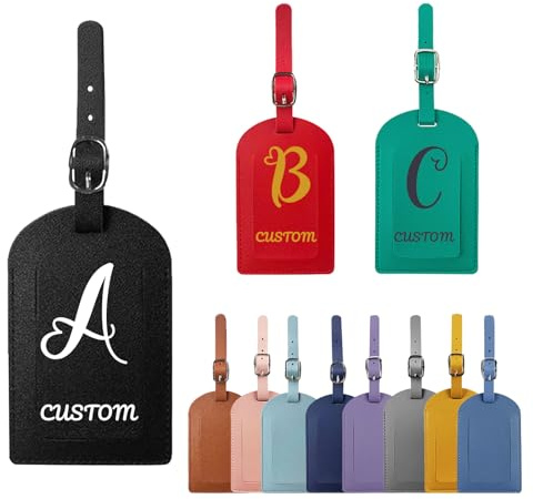 Etiquetas de equipaje personalizadas con nombre, etiqueta de equipaje de piel sintética personalizada para identificación de bolsa, etiqueta de maleta personalizada, etiqueta de mochila, etiquetas de