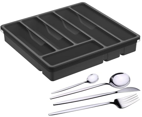 Silverförvaring - förvaringsbricka med lock, besticklåda med 6 fack