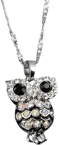925 Sterling Silber Schöne Frauen mit hübschem kubischen Zirkon Eule Halskette Ohrringe Sets Neue Dekoration Schmuck Gedenkaccessoires Trendig, ideal als Geschenk