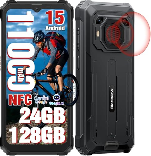 Blackview BV6200 Plus Movil Irrompible, 11000mAh-Android 15 Movil Teléfono, 24GB+128GB(TF 2TB) Movil Resistente, 90Hz 6,56 HD+, Cámara AI, 98dB Altavoz, Dual 4G SIM/NFC/OTG/GPS/Huella Dactilar