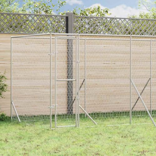 Outdoor-Hundezwinger 6x2x2 m aus verzinktem Stahl, Robustes Außengehege mit abschließbarer Tür für Hunde und Kleintiere, Maschendraht-Design für optimale Belüftung