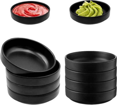 NCZCDZSW 12 Stück Schwarz Dipschalen Set, Dipping Schalen Set Sojasauce, Snack Schalen Rund Suschi Schälchen Dip Schälchen für Beilagen Sushi Charcuterie Board Tomatensauce BBQ Party