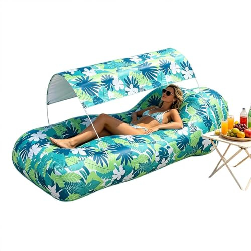 Generico Aufblasbarer Luftsessel – Aufblasbares Sofa für mit Sonnenschirm, Liegestuhl für Garten und Pool, für Aktivitäten im Freien, Camping, Wandern, Trekking, Picknick, Urlaub, Garten und