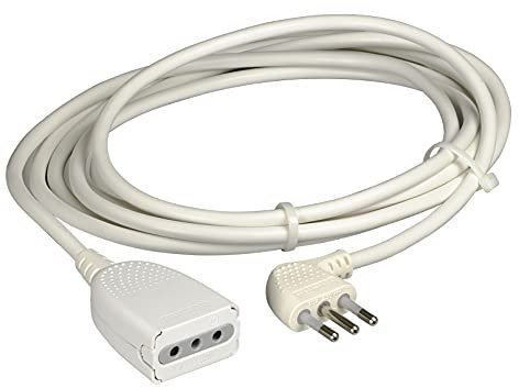 BTicino 2536B Prolunga Domestica, 3 x 0.75 mmq, Lunghezza 3 m con Spina e Presa 2P+T, 10A, 2500 W, 250 V, Bianco
