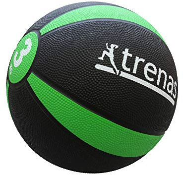 trenas - Professioneller Gummimedizinball, Medizinball PRO 3 kg, rutschfest, robust & langlebig – Für Functional Training, Kraft, Koordination, Training, Fitness & Reha, Schwarz-Grün