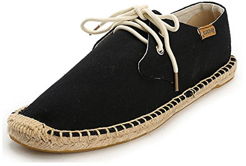 Alexis Leroy Lace Up Alpargatas de Lona para Hombre Espadrillas Slip on Negro 42 EU