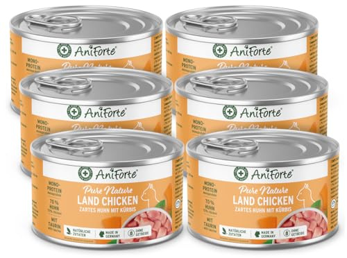 AniForte Land Chicken Nassfutter für Katzen 6 x 200 g – Natürliches Katzenfutter nass getreidefrei, viel frisches Huhn & Gemüse, Katzennassfutter getreidefrei, Futter für Katzen, Wet cat Food