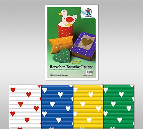 Herzchen-Bastelwellpappe 260 g/qm 50 x 70 cm - 10 Bogen sortiert