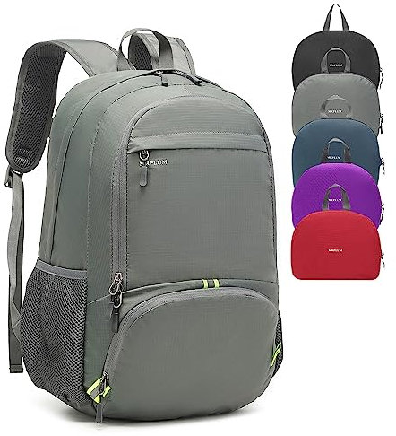 MRPLUM 30L Ultraleicht Faltbarer Reiserucksack Wanderrucksack Tagesrucksack Wandern Daypack Outdoor Sport Rucksack für Männer Frauen (Dunkelgrau)