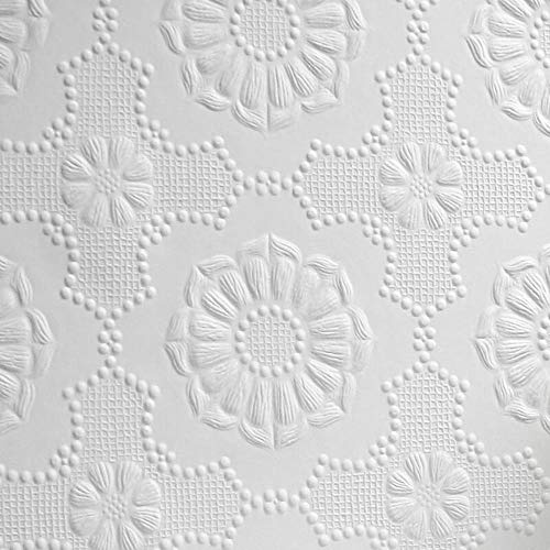 Anaglypta Supaglypta Alexander White Paintable Floral Wallpaper Vinyl Textured from YöL