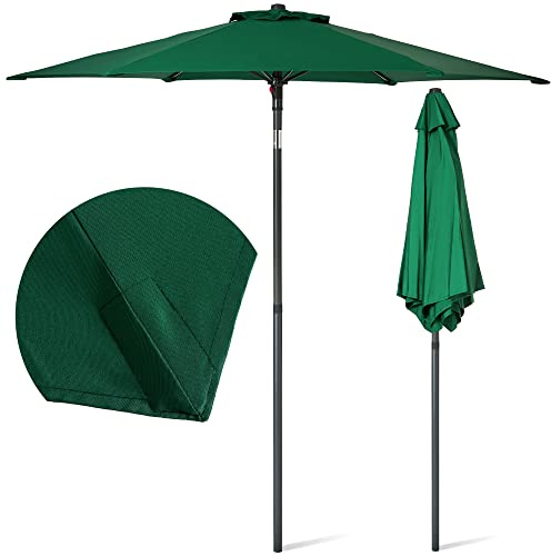 SUNMER 2M Garden Parasol - Sun Shading Umbrella with Tilt Mechanism, UV 30+ Protection & Water Repellent Polyester - Heavy Duty Powder Coated Steel Frame - Professional Outdoor Patio Shade - Green