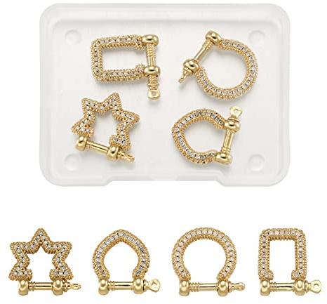 YANGQI yaoqijie 4pcs en Laiton Zircon ancrage Manille serrures serrures for Collier de Bracelet en chaîne DIY Accessoires de Fabrication de Bijoux Lasting (Color : 4Pcs Mixed)