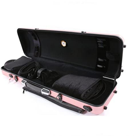 KESHUO professionelle Geigenkoffer 3/4 4/4 Einstellbar Violinfall/Box Carbon Composite Hohe Festigkeit Rose Gold