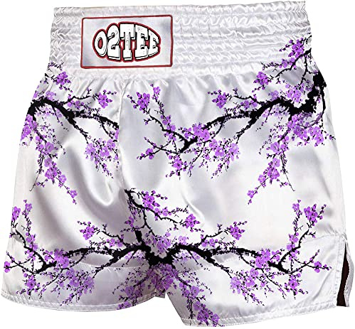 O2TEE Women Sakura Warrior Kombat Gear Boxing Shorts for Cage Fighting Daily, Purple L