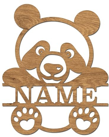 codiarts. Namensschild, Wandbild, Kinderzimmer, Kindertür, personalisierbar mit Namen, selbstklebend (Panda)