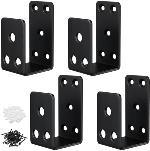 Door Barricade Brackets,4Pack Heavy Duty Door Security Bar Brackets,Open Security Bar Holder U Brackets,Fits 2 x 4 Lumber for Door Brace, Home, Garage, Barn, Shed, Gate Security,Black