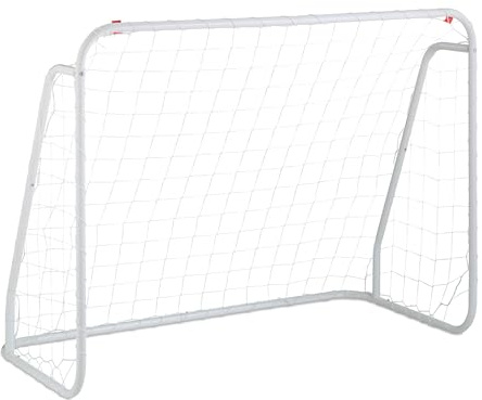 Relaxdays Porta da Calcio per Il Giardino, per Adulti e Bambini, in Metallo, con Rete, HLP: 96 x 124 x 61 cm, Bianco