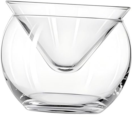 FUNOMOCYA Glass Caviar Chiller Server 170ml Small Triangle Double-Layer Glass Salad Bowl with Ice Chamber for Fresh Seafood and Appetizers