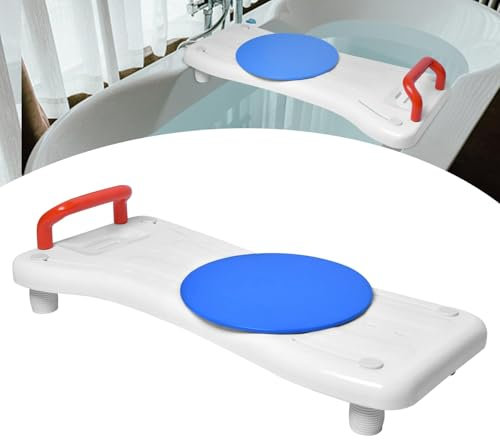 Aufun Badewannenbrett Badewannensitz Senioren Erwachsene Wannensitz Sitzbrett mit Seifenablage, Drehscheibe Griff, Stuhl für Badezimmer Erwachsene Tragkraft 150kg ca.75cm lang (Rot Haltegriff)