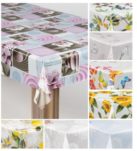 laro Wachstuch-Tischdecke Wachstischdecke Gartentischdecke, Muster:Orchidee Mandala, Größe:80x80