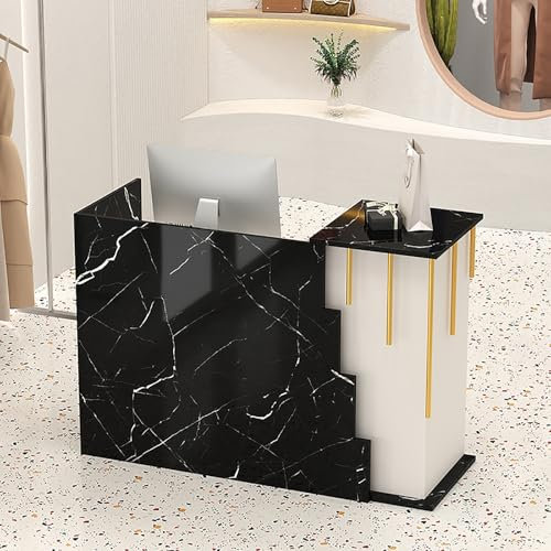 Moderner Empfangstresen mit Schließfächern und Gelddecke, für Lobby, Büro, Schwarz, Schönheitssalon-Möbel, kleine Einzelhandelstheke mit Computertisch, 78,9 x 45,7 x 94,4 cm
