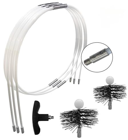 SHAFFER PRO kit de ramonage poêle à Bois et Pellet 9 mètres hérisson 120 mm 150 mm EASYFLEX avec 16 Cannes de ramonage Flexible