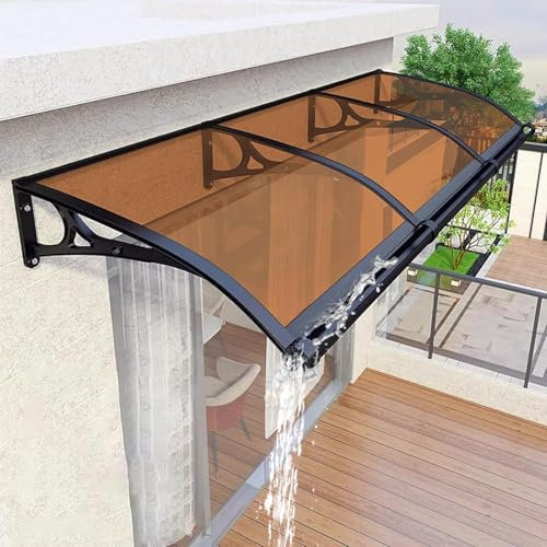 Auvent de Porte et Fenêtres Extérieure,Aluminium Polycarbonate Gris Moderne,Marquise Porte d'Entrée Résistante,Terrasse Toit Abri Protection Contre La Pluie,Auvent de Patio Toit Abri Contre Pluie UV(B