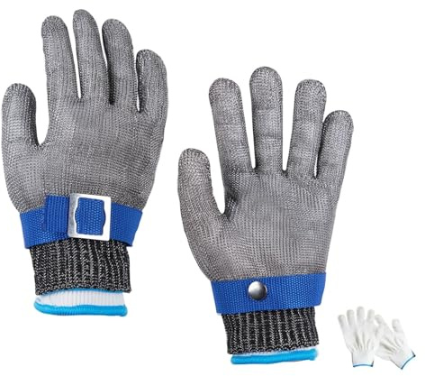 Verbesserte Metallhandschuhe aus lebensmittelechtem 316-Edelstahl der 2. Generation, schnittfeste Handschuhe der Güteklasse 9, Küchenschneidehandschuhe, Schalentierschäl-, Fleischschneide- und XL